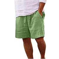 Mens Shorts with Pockets, Loose Fit Pocket Beach Pants Elastic Waist Loose Fit Bermuda Shorts Baggy Linen Shorts