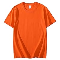 Solid -Shirt Colors Short Sleeve Men'/Women' Heavy Pound 220g Cotton Crewneck Loose Top -