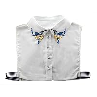 Mural Art Women's Stylish Detachable Half Shirt Blouse False Collar Embroidery Chiffon Shirt Collar Dickey Collar (Bird)