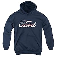 Trevco Ford Flag Logo Unisex Youth Pull-Over Hoodie for Boys and Girls