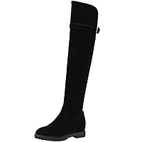 BIGTREE Thigh High Boots Women Faux Suede Increased Winter Elegant Casual Black Flat Long Boots