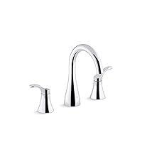 Kohler 27390-4-CP Simplice Bathroom Sink Faucet, Widespread Bathroom Faucet with Two Lever Handles and Clicker Drain, 1.2 gpm, Polished Chrome