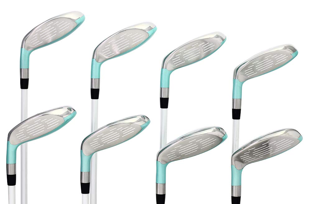 Majek Seafoam Teal Senior Ladies Golf Hybrids Irons Set New Senior Women Best All True Hybrid Ultra Light Weight Forgiving Woman Complete Package Includes 4 5 6 7 8 9 PW SW All Lady Flex Utility Clubs