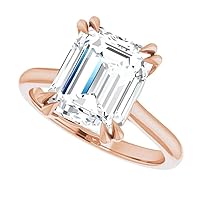Moissanite Ring 3 Carat Emerald Cut Engagement Rings Moissanite Promise Gifts for Her Solitaire Moissanite Ring Set