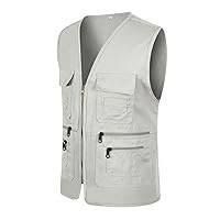 Men's Fishing Vest Utility Safari Travel Vest Multi Pockets Outdoor Lightweight Work Photo Cargo Fly Summer Vest