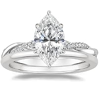 Engagement Ring 4 CT Marquise Cut Graduated Floral Moissanite Engagement Rings for Women 10k 14k 18k White Gold