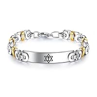 Messianic Cross Star of David Bracelet - Inspirational Christianity Judaism Symbol Lines Leather Cuff Bangle - Israel Holy Land Jew Christian Faith Jewelry for Men Women