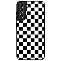 Tnarru Compatible with Samsung Galaxy S21 FE Case Black White Checkered Pattern Hard PC Back and Soft TPU Sides Scratchproof Shockproof Protective Case for Samsung Galaxy S21 FE 5G -Black