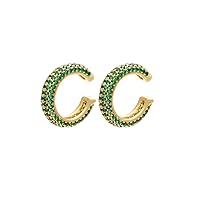 Ear Cuffs in 18K Gold for Women - CZ Paved Hoop Conch Cuff Earrings for Ladies,Girls - Sparkle Rhinestones Clip On Wrap Earrings Non Pierced