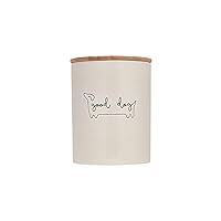 Pearhead Good Dog Treat Jar, Ceramic and Wood Pet Treat Canister, Neutral Modern Kitchen Decor, Pet Accessories, Dog Biscuit Storage Jar, Freshness Seal, Holds 4 Cups