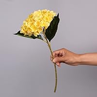 Hydrangea Flower Branch with Fake Leaves Silk Artificial Flowers for Home Wedding Decorations Flores,Yellow