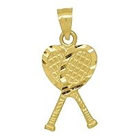 10k Gold Dc Unisex Tennis Racquets Height 23.1mm X Width 10.2mm Sports Charm Pendant Necklace Jewelry Gifts for Women