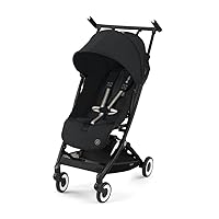 Libelle Lightweight Travel Baby Stroller with Ultra Compact Carry On Fold, Smooth Suspension, and One Hand Adjustable Recline, Travel System Ready, Magic Black