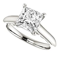 10K Solid White Gold Handmade Engagement Rings 1.0 CT Princess Cut Moissanite Diamond Solitaire Wedding/Bridal Ring Set for Women/Her Propose Ring