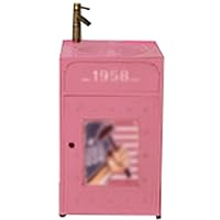 Industrial Style Vanity Unit with Basin, Modern Basin Cupboard with Faucet and Drain Free Standing Bathroom Cabinet 19.6 x 16.5 x 31.4 in,Pink