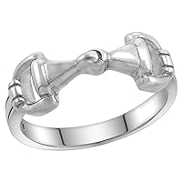 5/16 inch Dainty Sterling Silver Snaffle Bit Ring for Women Flawless High Polish Finish Sizes 6-9