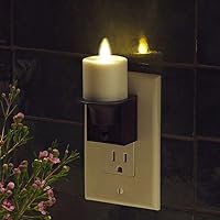 Flameless Candle Nightlight - Patented Flickering Real-Flame Effect Technology Mimics Real Candle - Plugs into Vertical Outlet Only - Dusk to Dawn Sensor Auto Switch On/Off (Black)