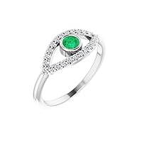Solitaire Evil Eye Ring Band
