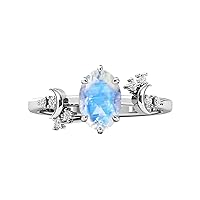 10K 14K 18K Gold 0.12cttw Natural Diamond Moon Goddess Gemstone Engagement Rings for Women 1.5ct Oval Natural Gemstone Promise Anniversary Wedding Rings