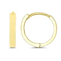 14K Yellow Solid Gold High Polished Huggie Earring | Huggie Earrings | Cute Earring | 2mm/4.40mm Thick | Solid Gold Earrings for Women, Teens and Kids