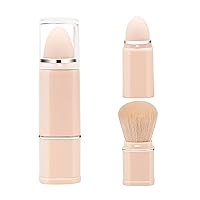 Falliny Dual Makeup Brushes, Retractable Kabuki Powder Foundation Brush, 2-in-1 Travel Makeup Sponge Face Blush Brush Set with Cover for Bronzer, Blush, Sunscreen,Buffing,Highlighter,Powder Cosmetics