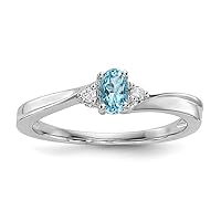 925 Sterling Silver Rhodium Plated Blue Topaz Ring Jewelry for Women - Ring Size Options: 6 7 8