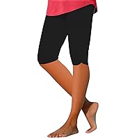 Capri Leggings for Women with Pockets-High Waisted Tummy Control Workout Gym Yoga Active Pants Lightweight Cozy Cropped Pants