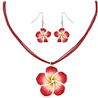 Angoter Women's Flower Necklace Earrings Set Pendant Festival Valentine's Day Jewelry Set Gift