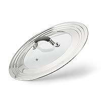 Universal Pans Pots Lid Cover Fit All 8.25 Inch to 12 Inch Pots/Pans/Woks Stainless Steel and Glass Lid with Heat Resistant Knob, Gray