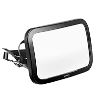 Baby Car Mirror For Back Seat Rear Facing Car Seat Baby Mirror Wide Crystal Clear View Shatterproof Adjustable with Baby On Board Sign Sticker(11.8x7.48 in)