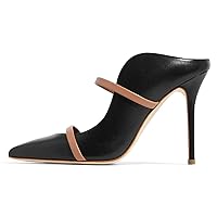 FSJ Women Fashion Pointy Toe Mules Sandals High Heels Pumps Double Straps Slide Sandals Casual Summer Party Shoes Size 4-15 M US