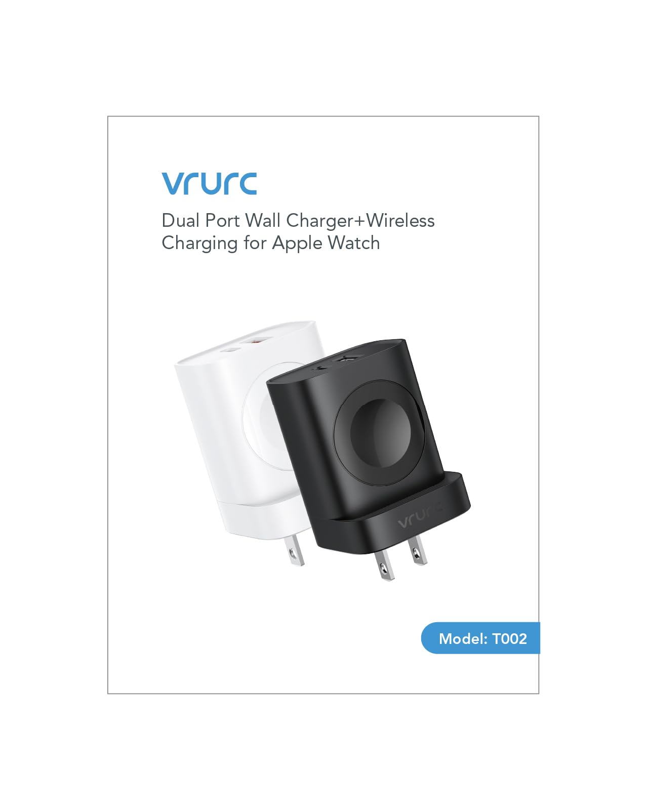 VRURC for Apple Watch Charger, PD 20W Fast Charging Block with Foldable Plug, USB C Wall Charger Power Adapter with Dual Port Compatible with iPhone, Samsung, Android,Tablets-White