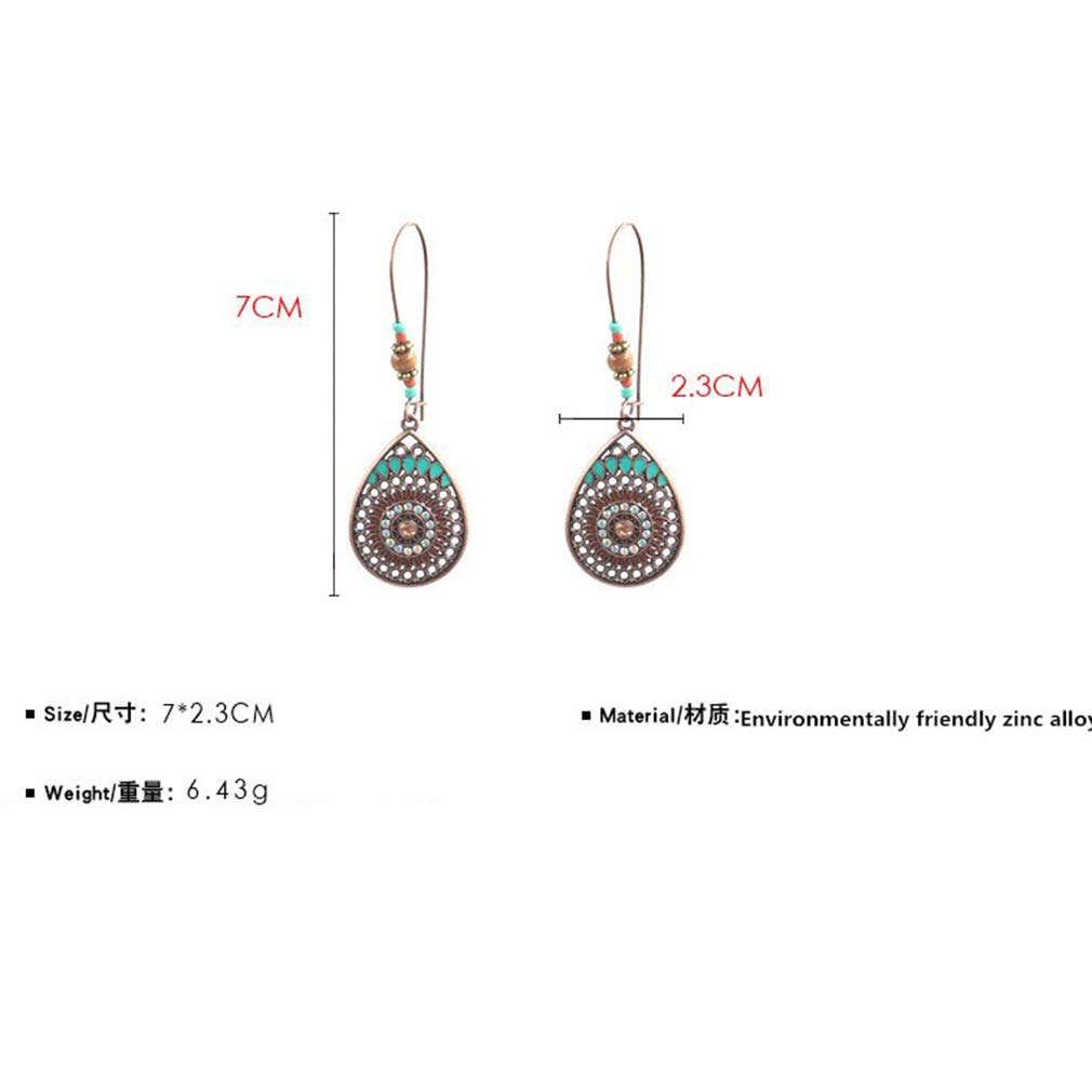 Myhouse Bohemian National Style Hollow Water Drop Shaped Alloy Long Earrings