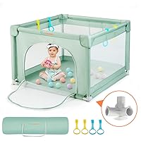 COMOMY Playpens for Babies and Toddlers, Small Baby Play Pens, Activity Center for Baby Safe and Non-Slip Baby Fence, Full Mesh Design, Indoor & Outdoor Kids Activity Center (Dark Green, 36