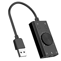 External USB Sound Card Portable External Stereo Sound Card Microphone Audio Card Adapter for Windows OS Linux PC Black Stereo Sound Card