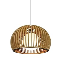 Retro Wood Hanging Ceiling Ceiling Light Fixture,Bamboo Bedside Lamps, Pendant Light with Glass Lamps Shades,Farmhouse Light Fixtures