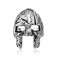Men's Vintage Silver Engraved Spartan Warrior Mask Stainless Steel Ring BR8-472 (10)