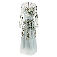 Embroidery Mesh Long Party Formal Occasion Dresses for Women Summer Prom Prom Dresses Maxi Robes