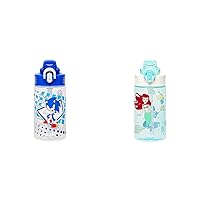 Zak Designs 16oz Sonic the Hedgehog and Disney Princess Ariel & Jasmine Kids Water Bottles