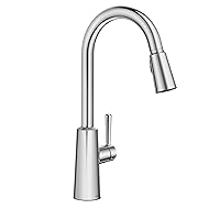 Riley Chrome One-Handle Pulldown Kitchen Faucet Featuring Power Boost for a Faster Clean and Reflex Docking System for the Spray Head, Modern Kitchen Sink Faucet, 7402C