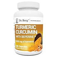 Dr. Berg's Turmeric Curcumin with Bioperine 95% Curcuminoids - Turmeric Curcumin Supplement for Brain, Heart & Joint Support - Turmeric and Black Pepper - 60 Capsules
