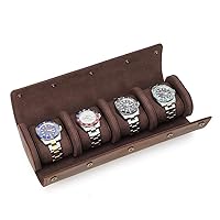 Travel Watch Storage Case,4 Watch Roll Case for Storage Outdoor Travel & Display,Vintage Cowhide Travel Watch Storage Case - 4-Slot Cylindrical Detachable Portable Watch Box