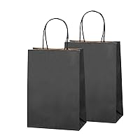 Gift Bags 50 Pcs 5.25x3.75x8 Inches, Small Black Paper Bags, Kraft Bags With Handles For Business, Party, Shopping, Retail, Birthday, Wedding, Welcome, Christmas, Mother's Day
