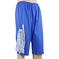 Patient Pants Patient Care Clothes, Urine Bag Incontinence Pants Care Underwear Catheter Shorts Urinate Drainage Bag Pants for Elderly, Unisex(Size:XXL,Color:Blue)