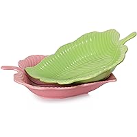 Suanti Baking Dish, Leaf Shape Casserole Dish 9 inch, Au Gratin Pan Oven to Table, Ceramic Bakeware Set of 2 for Daily Use