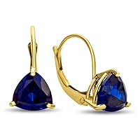 Solid 14k Gold 7x7mm Trillion Lever-back Earrings