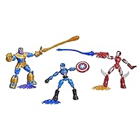 Hasbro Marvel Avengers Bend and Flex, Pack of 3 Flexible Figures with Iron Man, Captain America and Thanos, Includes 9 Accessories