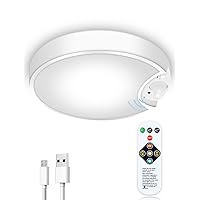 Motion Sensor Ceiling Light, USB Rechargeable Battery Powered LED Ceiling Light Indoor/Outdoor, 3-in-1 Color Temperatures, Closet Light for Bathroom Stairs Porch Hallway Pantry Wall