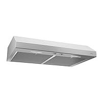 Broan-NuTone BCSEK130WW Energy Star Certified Ligh Glacier 30-inch Under-Cabinet 4-Way Convertible Range Hood with 2-Speed Exhaust Fan and Light, 300 Max Blower CFM, White