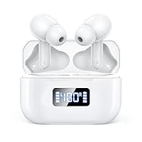 True Wireless Earbuds Bluetooth 5.3 Headphones with Charging Case, 48Hrs Playtime Stereo in-Ear Earphones Built-in Mic for iPhone Android Cell Phone HD Call,White Ear Buds (C11)